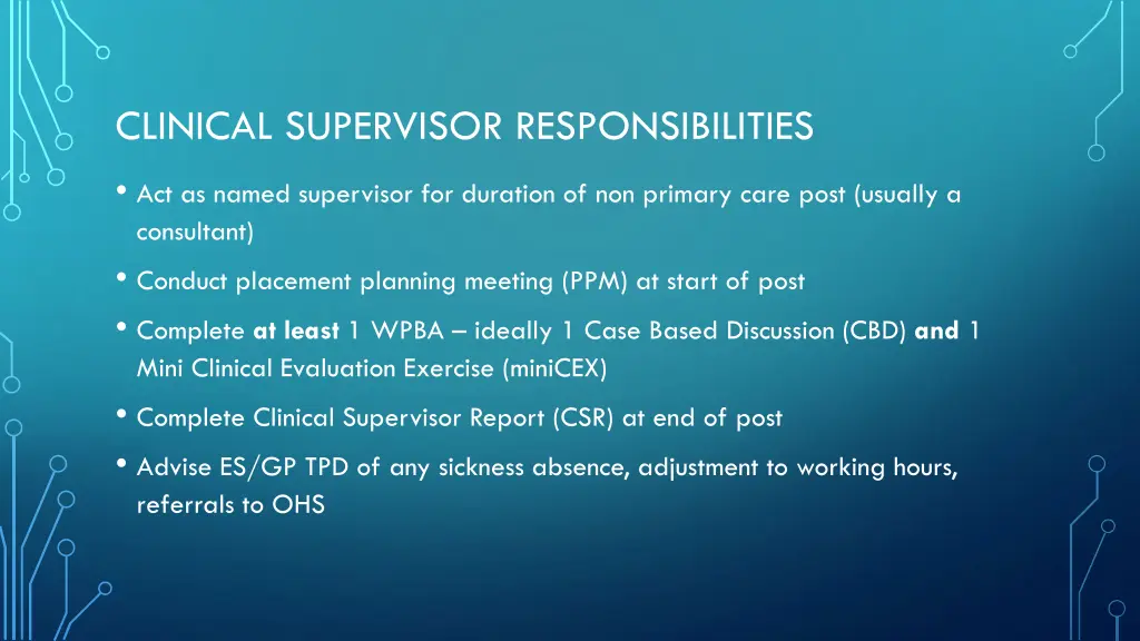 clinical supervisor responsibilities