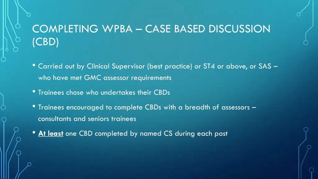 completing wpba case based discussion cbd