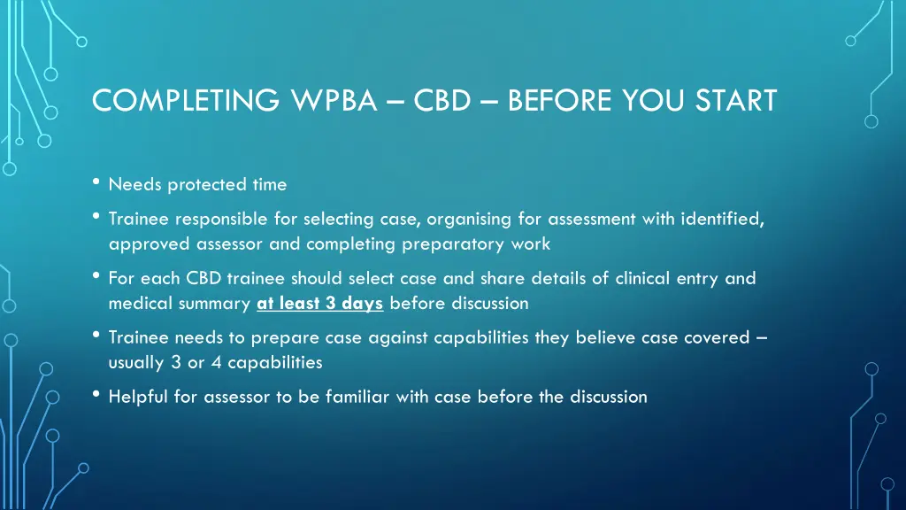 completing wpba cbd before you start