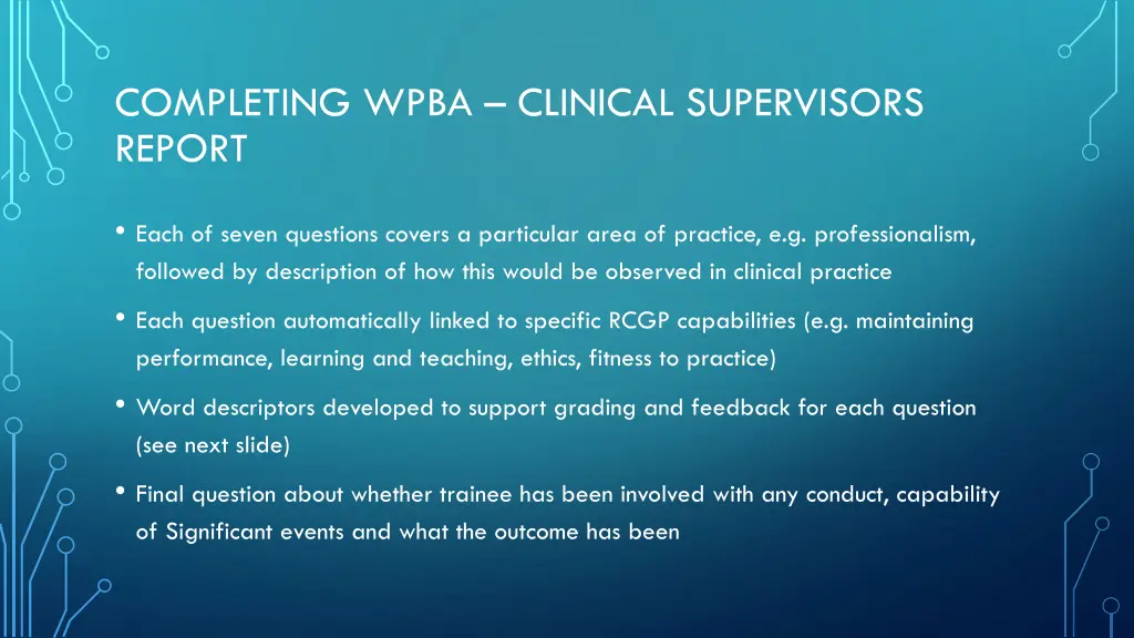 completing wpba clinical supervisors report 2