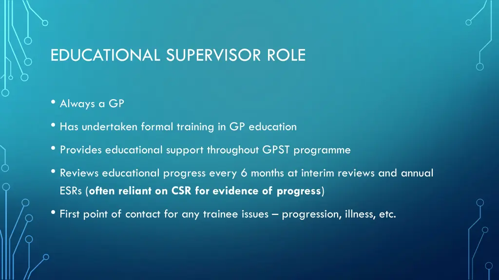 educational supervisor role