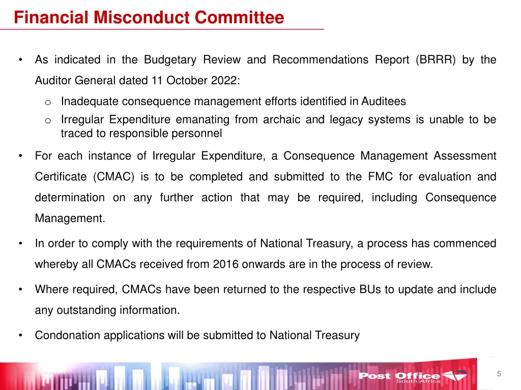 financial misconduct committee