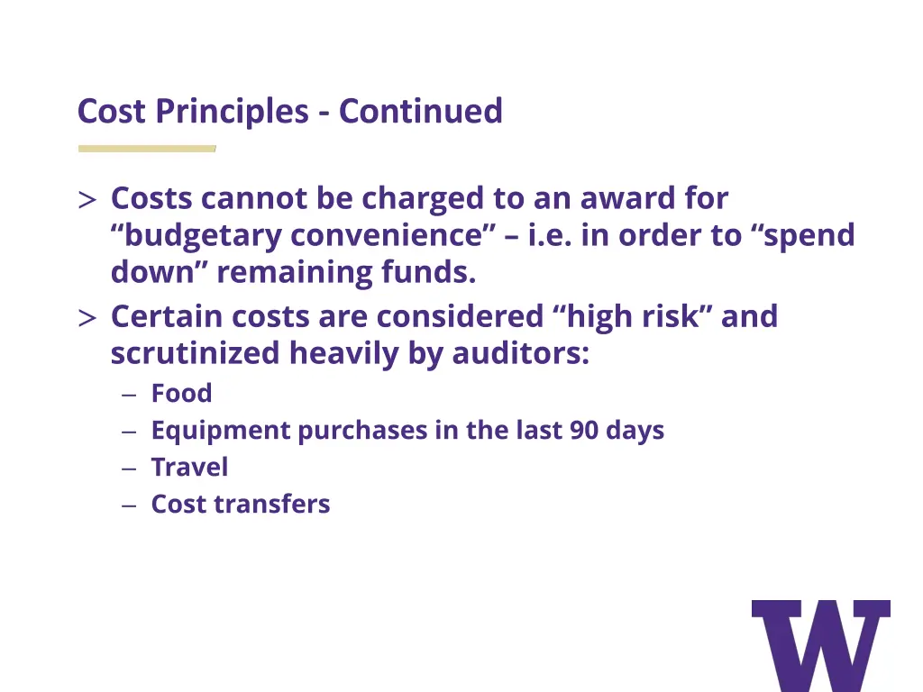 cost principles continued