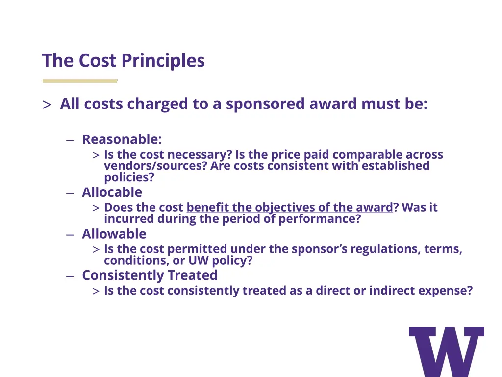 the cost principles