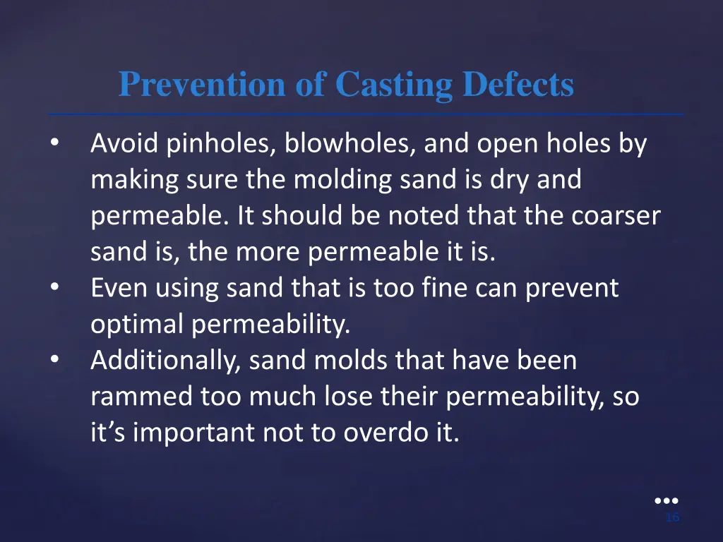 prevention of casting defects