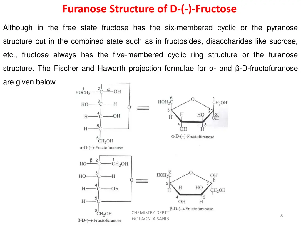 furanose structure of d fructose