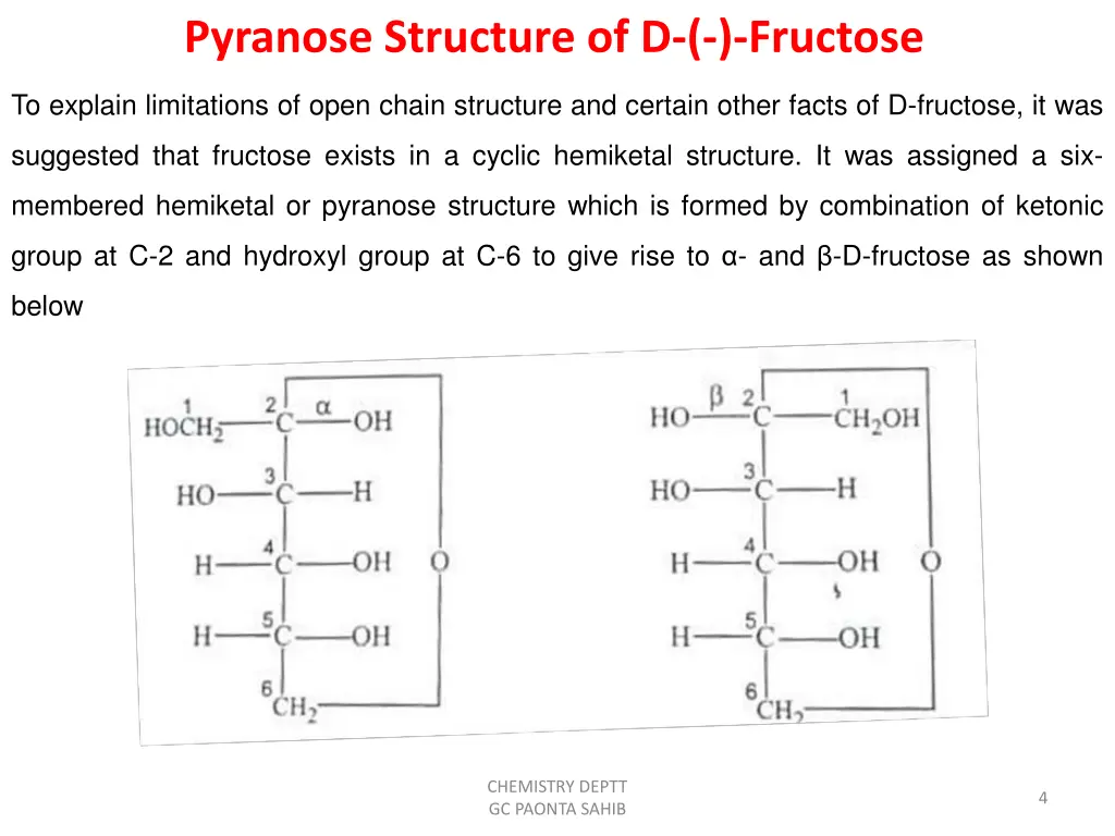 pyranose structure of d fructose