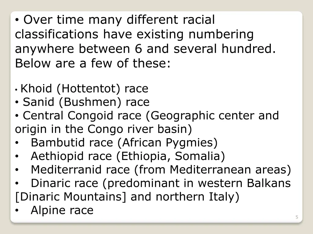 over time many different racial classifications