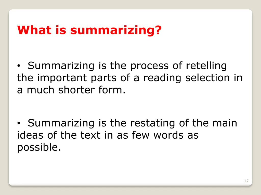 what is summarizing