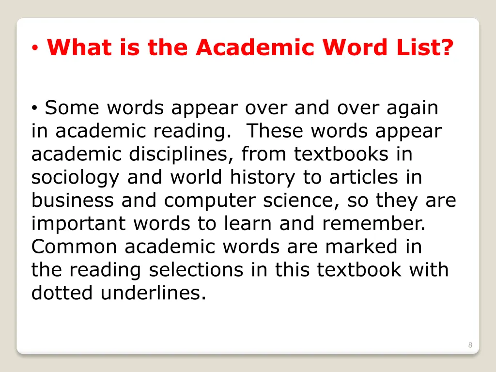 what is the academic word list