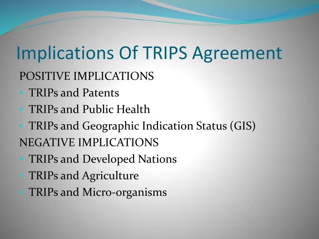 implications of trips agreement