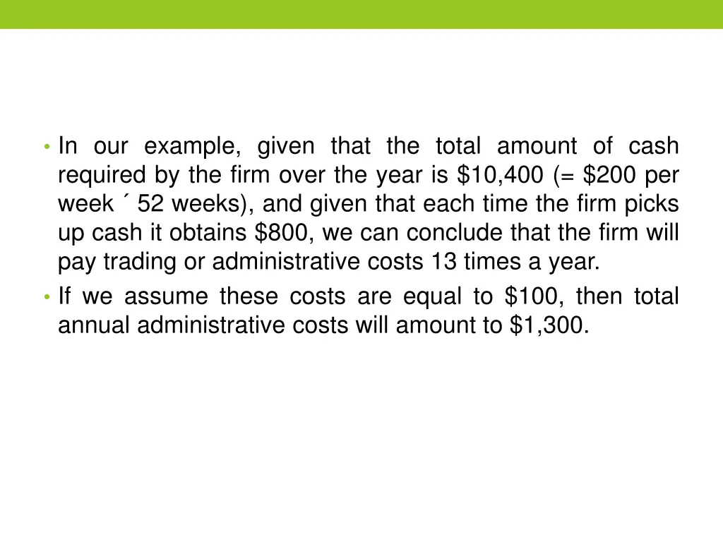 in our example given that the total amount