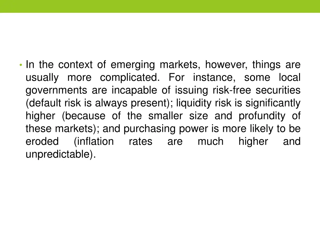 in the context of emerging markets however things