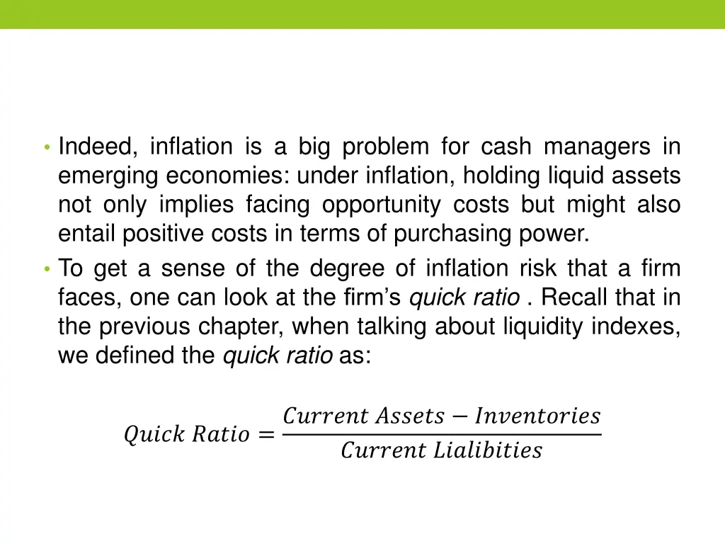 indeed inflation is a big problem for cash