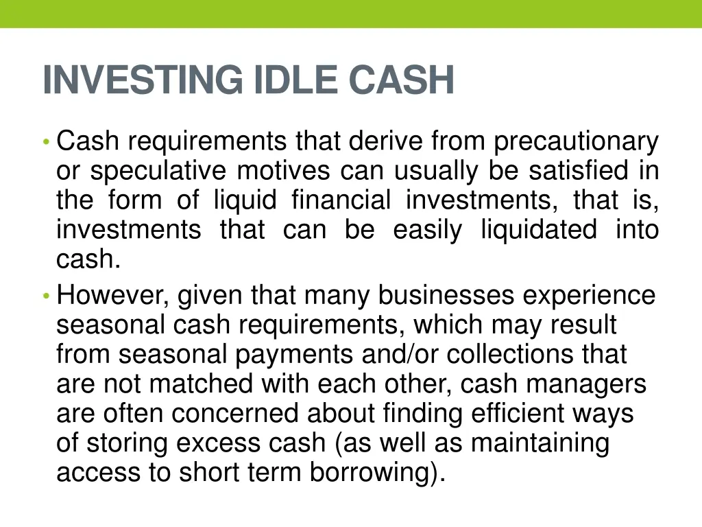 investing idle cash