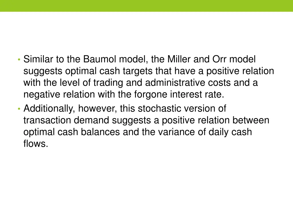 similar to the baumol model the miller