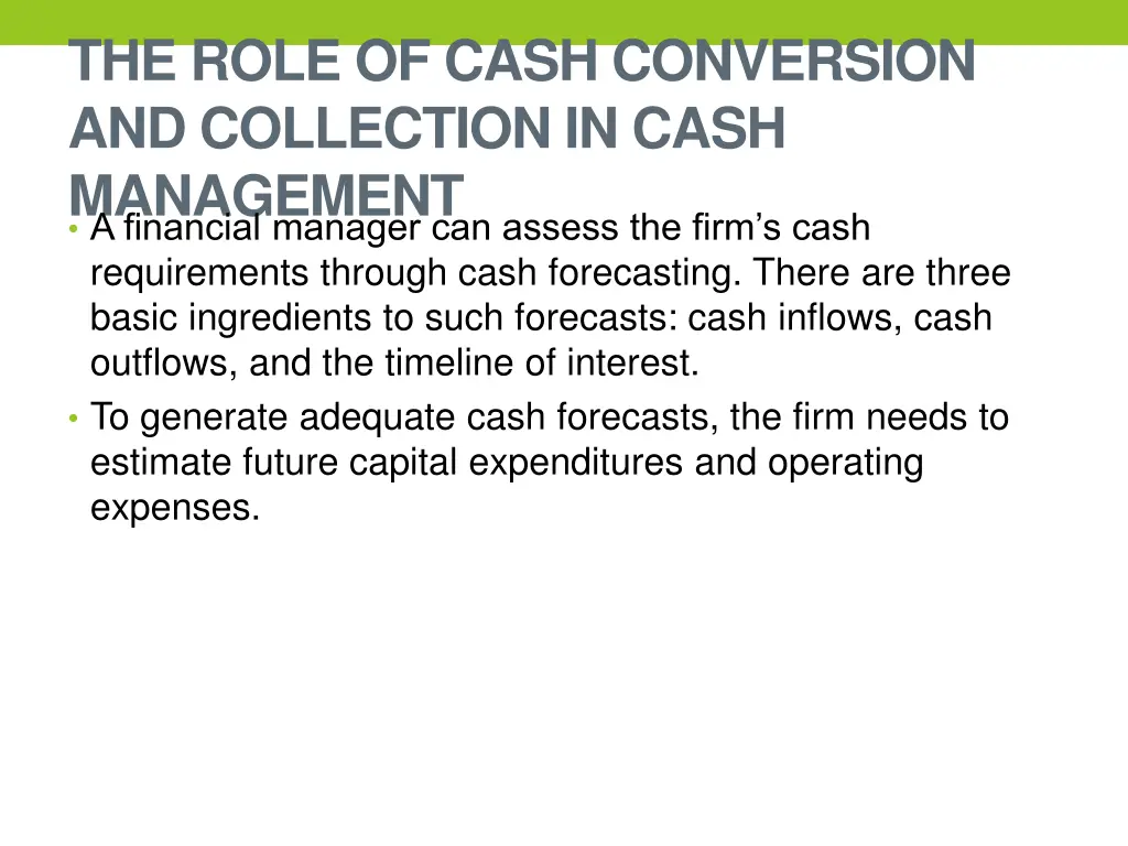 the role of cash conversion and collection