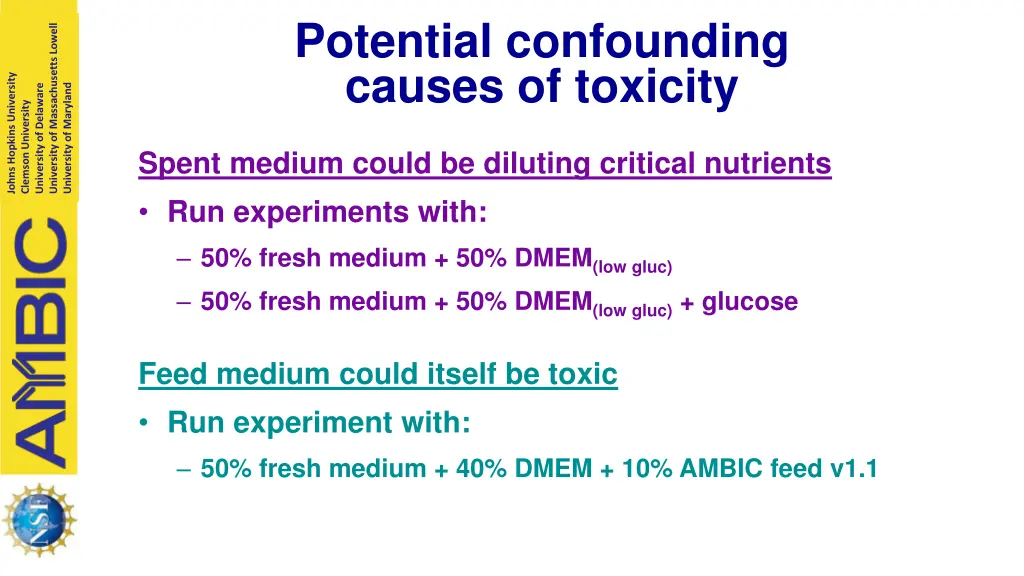 potential confounding causes of toxicity