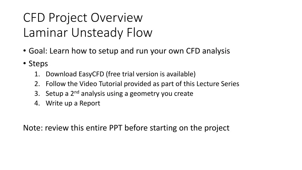 cfd project overview laminar unsteady flow