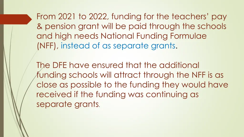 from 2021 to 2022 funding for the teachers