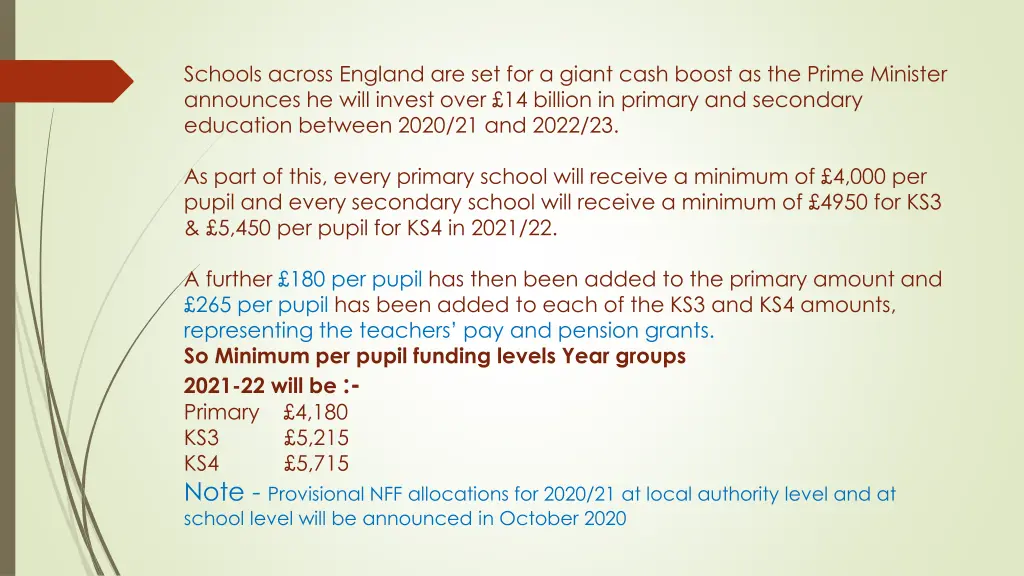 schools across england are set for a giant cash