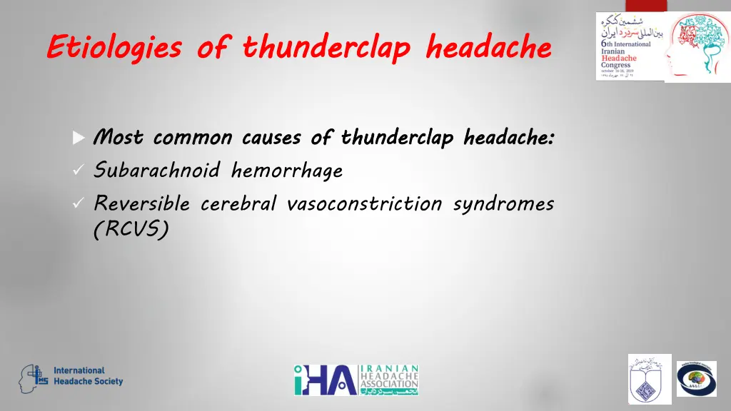 etiologies of thunderclap headache