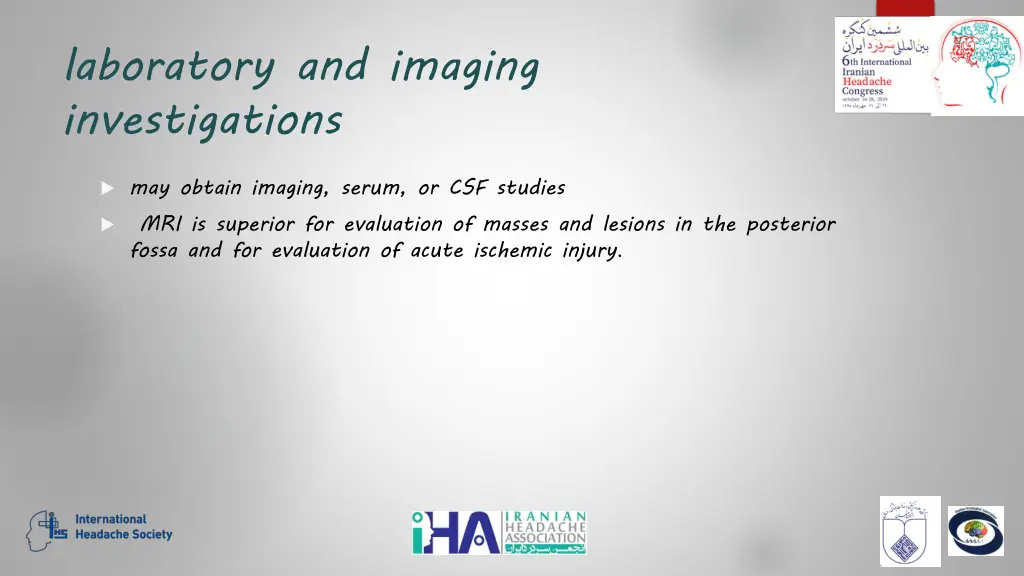 laboratory and imaging investigations