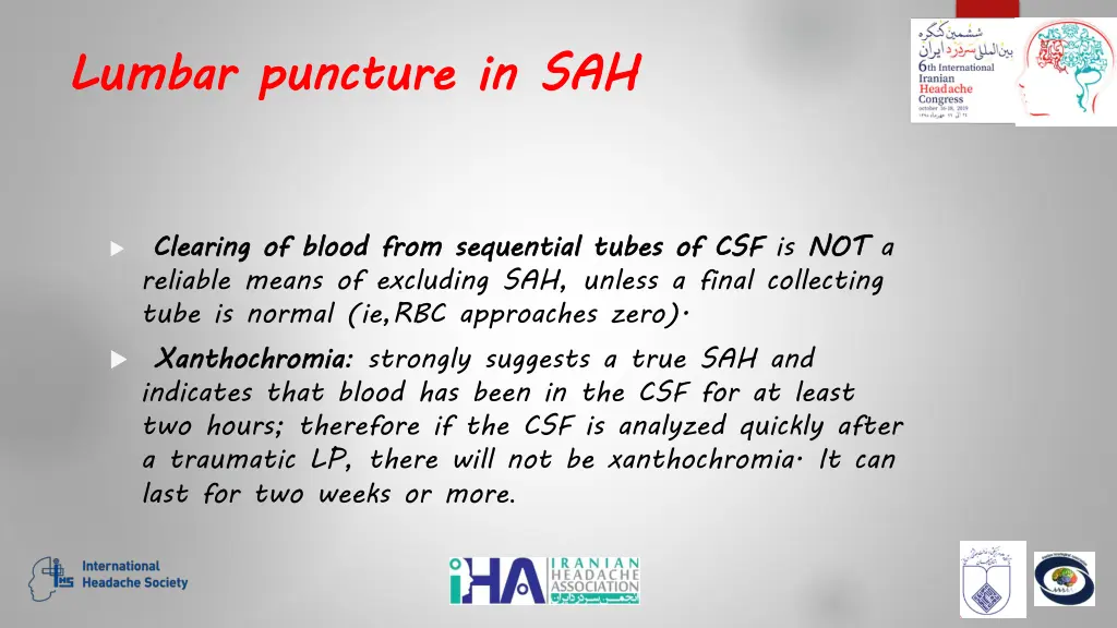 lumbar puncture in sah 1