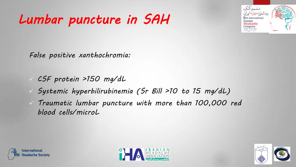 lumbar puncture in sah 2