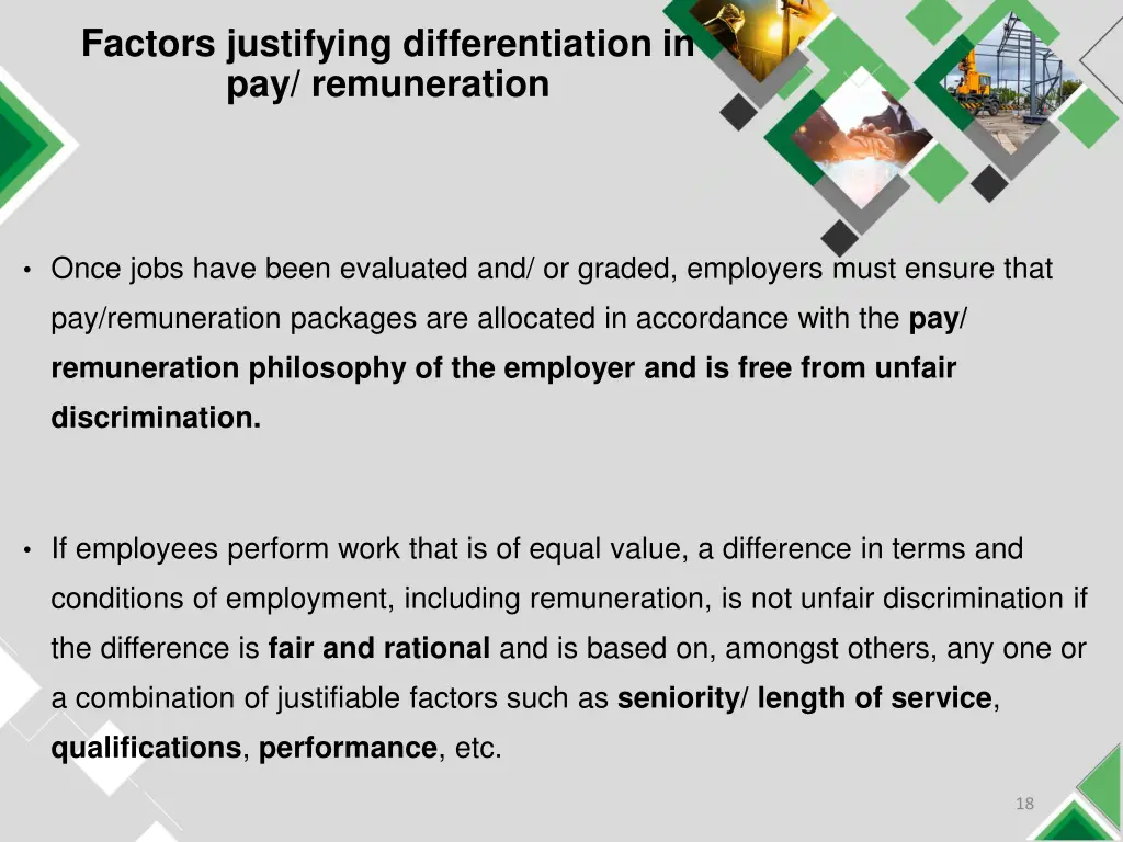 factors justifying differentiation