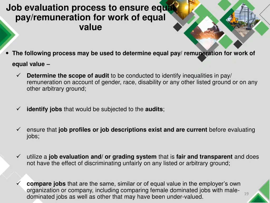 job evaluation process to ensure equal