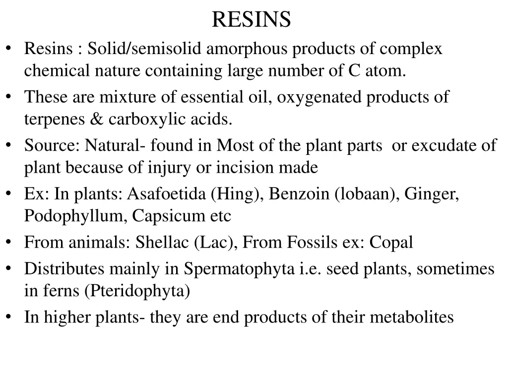 resins