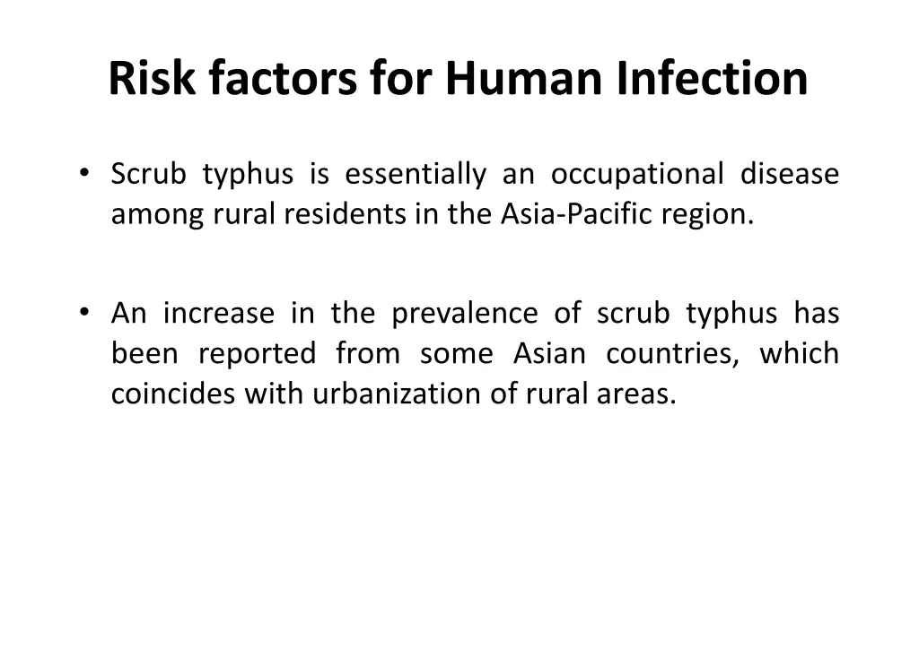 risk factors for human infection