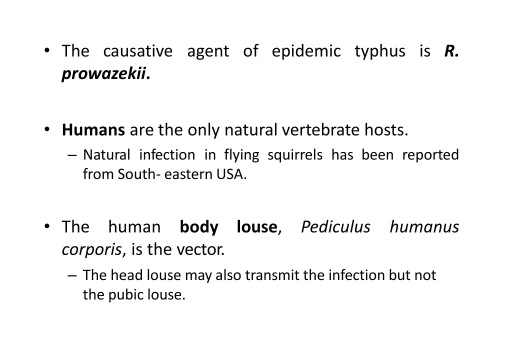 the causative agent of epidemic typhus