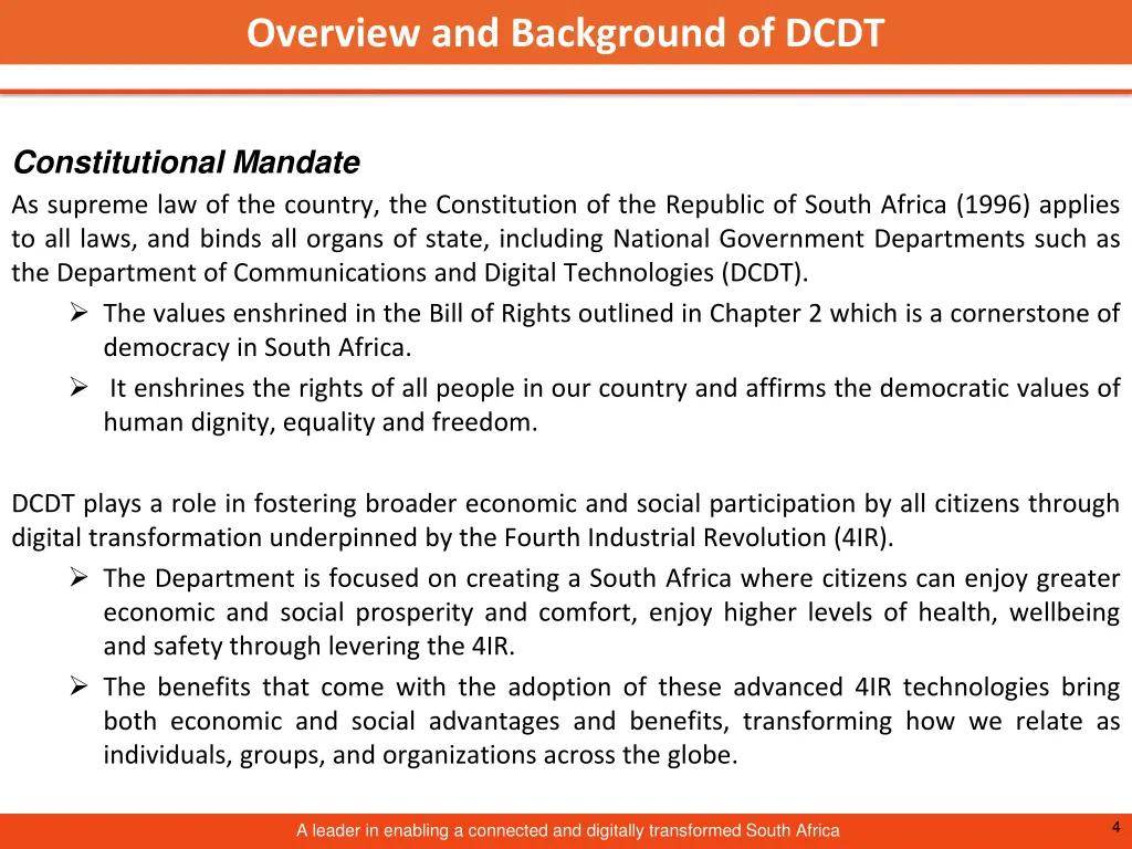 overview and background of dcdt