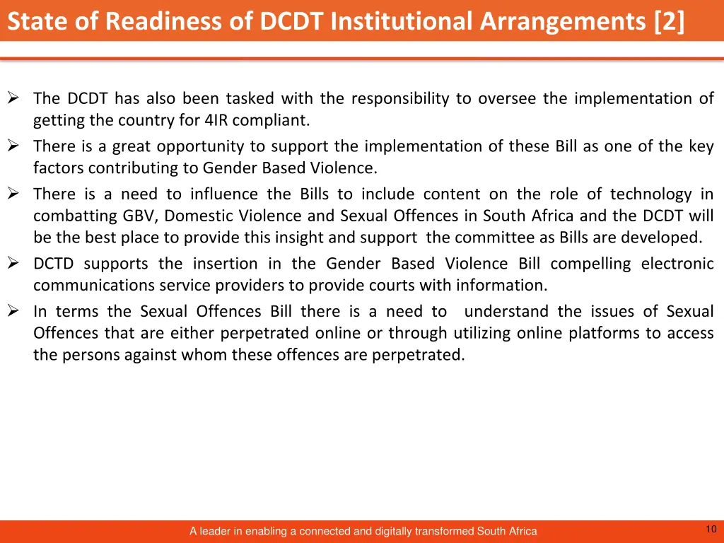 state of readiness of dcdt institutional 1