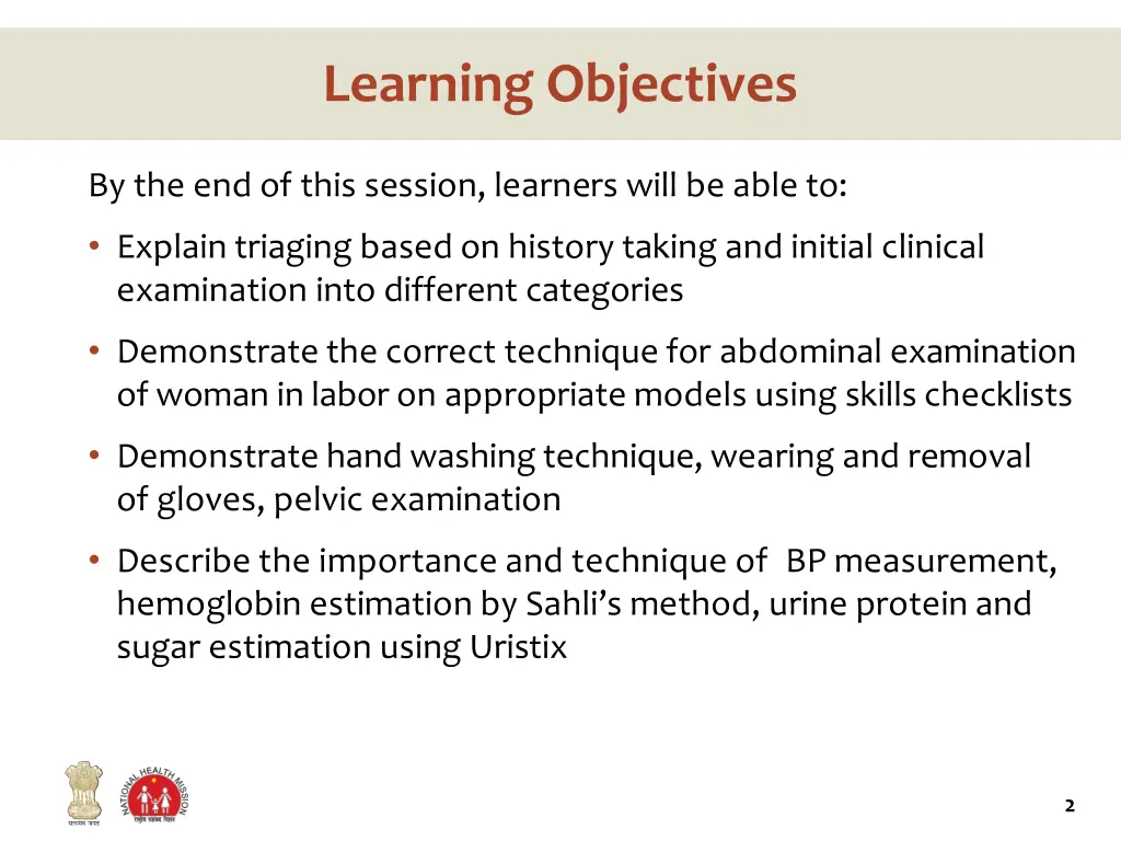 learning objectives