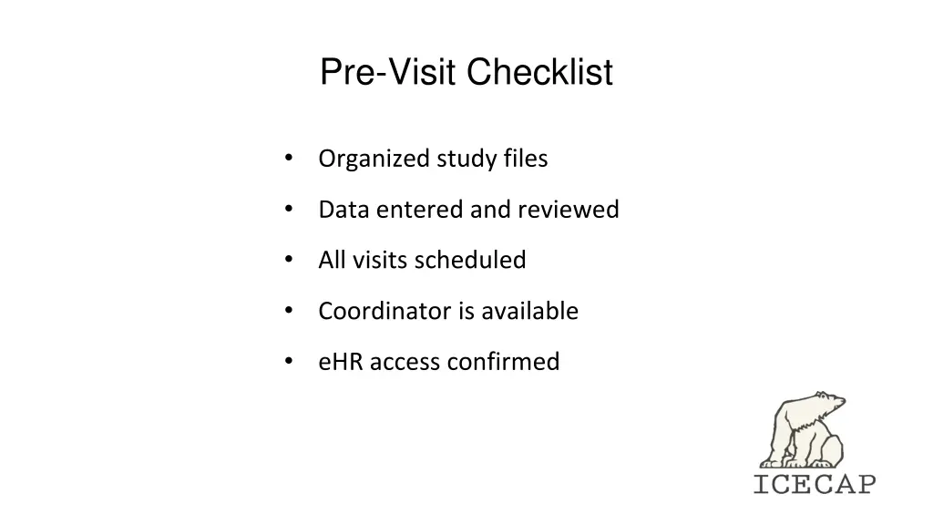 pre visit checklist