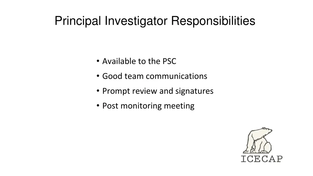 principal investigator responsibilities