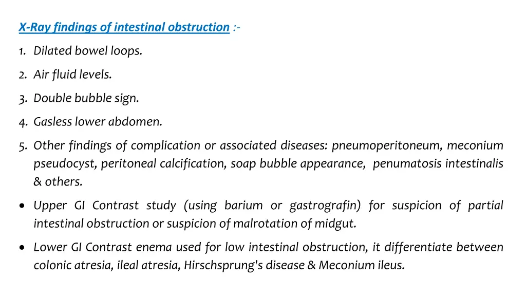 x ray findings of intestinal obstruction