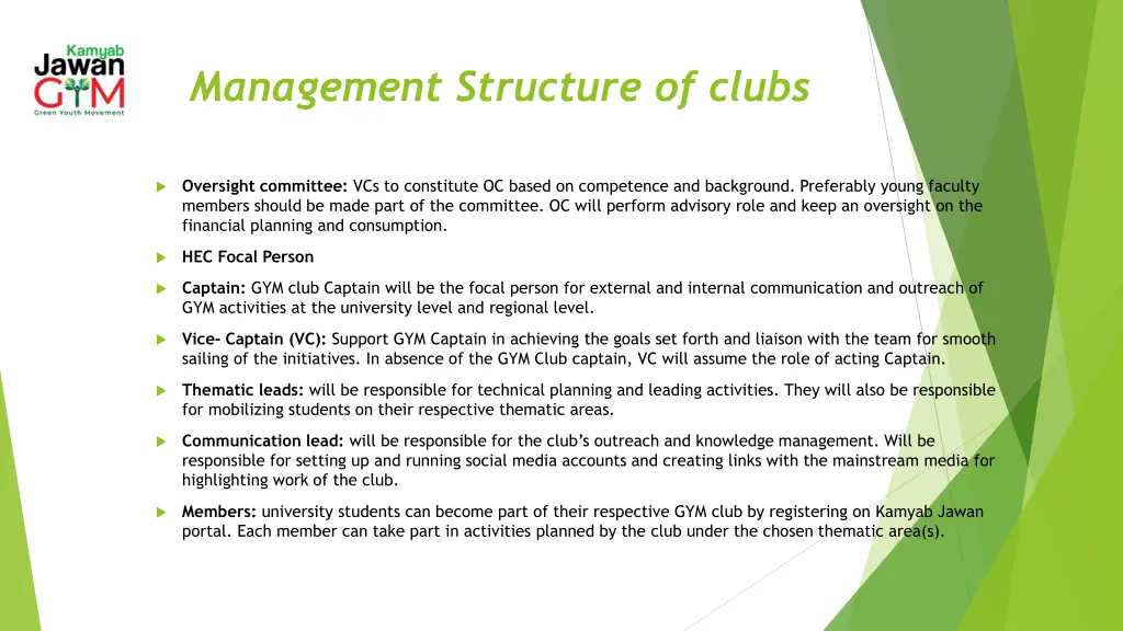 management structure of clubs