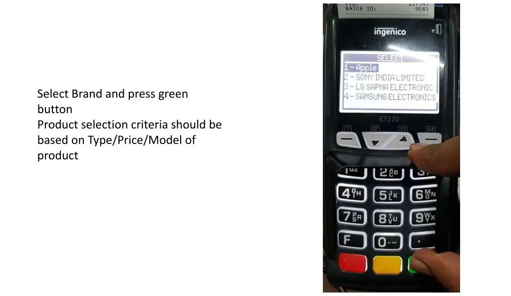 select brand and press green button product