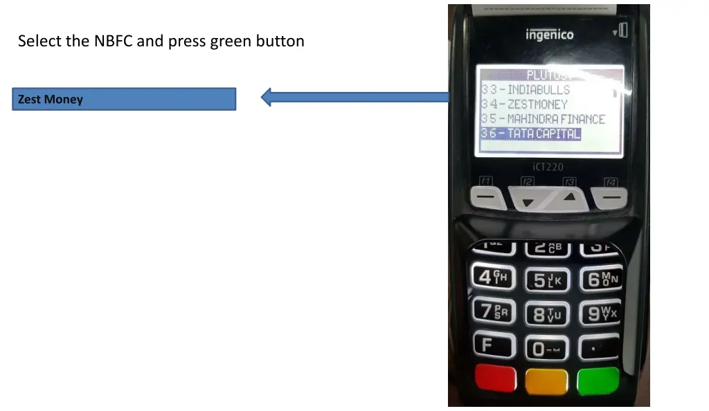 select the nbfc and press green button