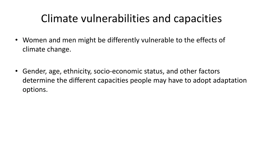 climate vulnerabilities and capacities