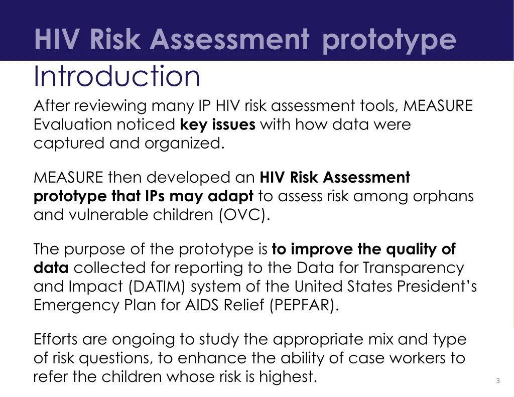 hiv risk assessment prototype introduction