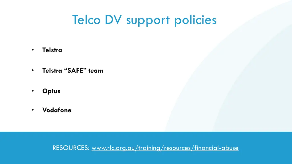 telco dv support policies