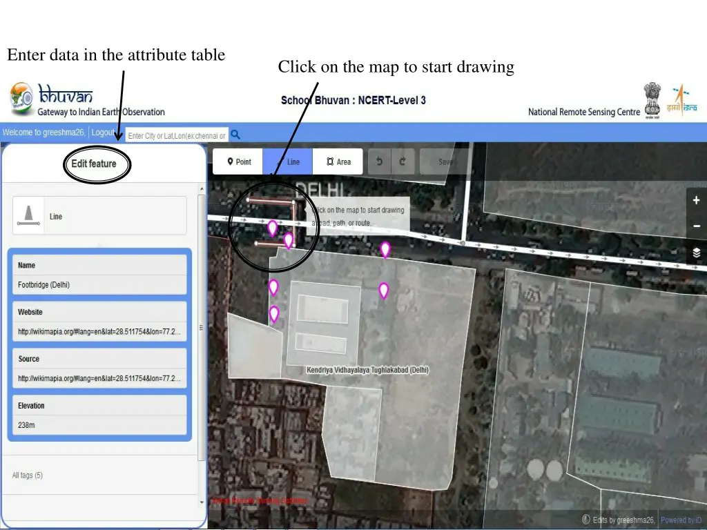 enter data in the attribute table