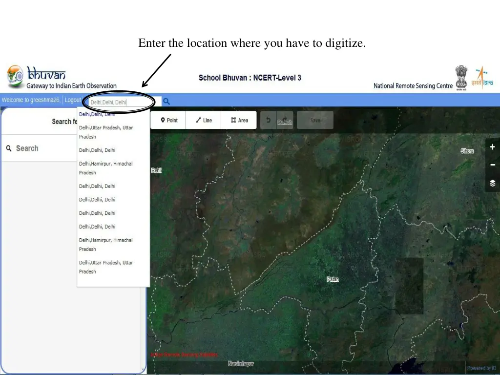 enter the location where you have to digitize