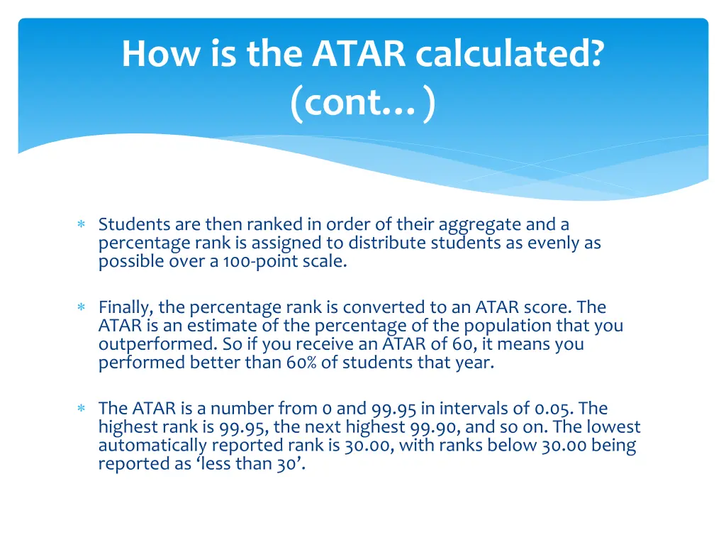 how is the atar calculated cont