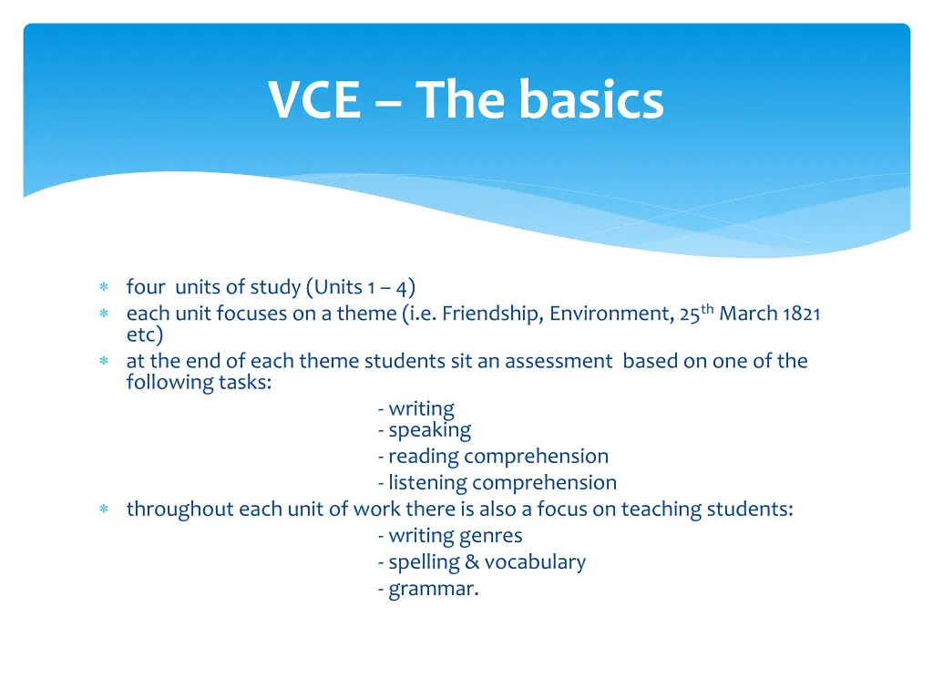 vce the basics